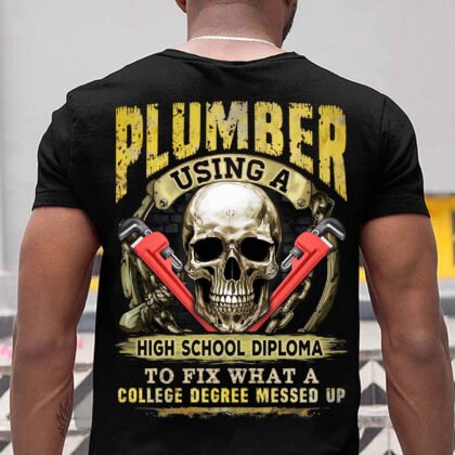 Plumber Using A High School Diploma - Skull Plumber